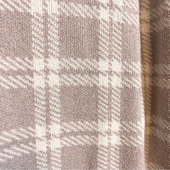 LOFT Outlet Women's Tan Plaid Turtleneck 3/4 Sleeve Poncho Knit Sweater Medium - Picture 9 of 14